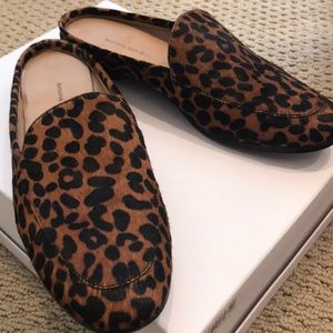 Leopard print open back loafers